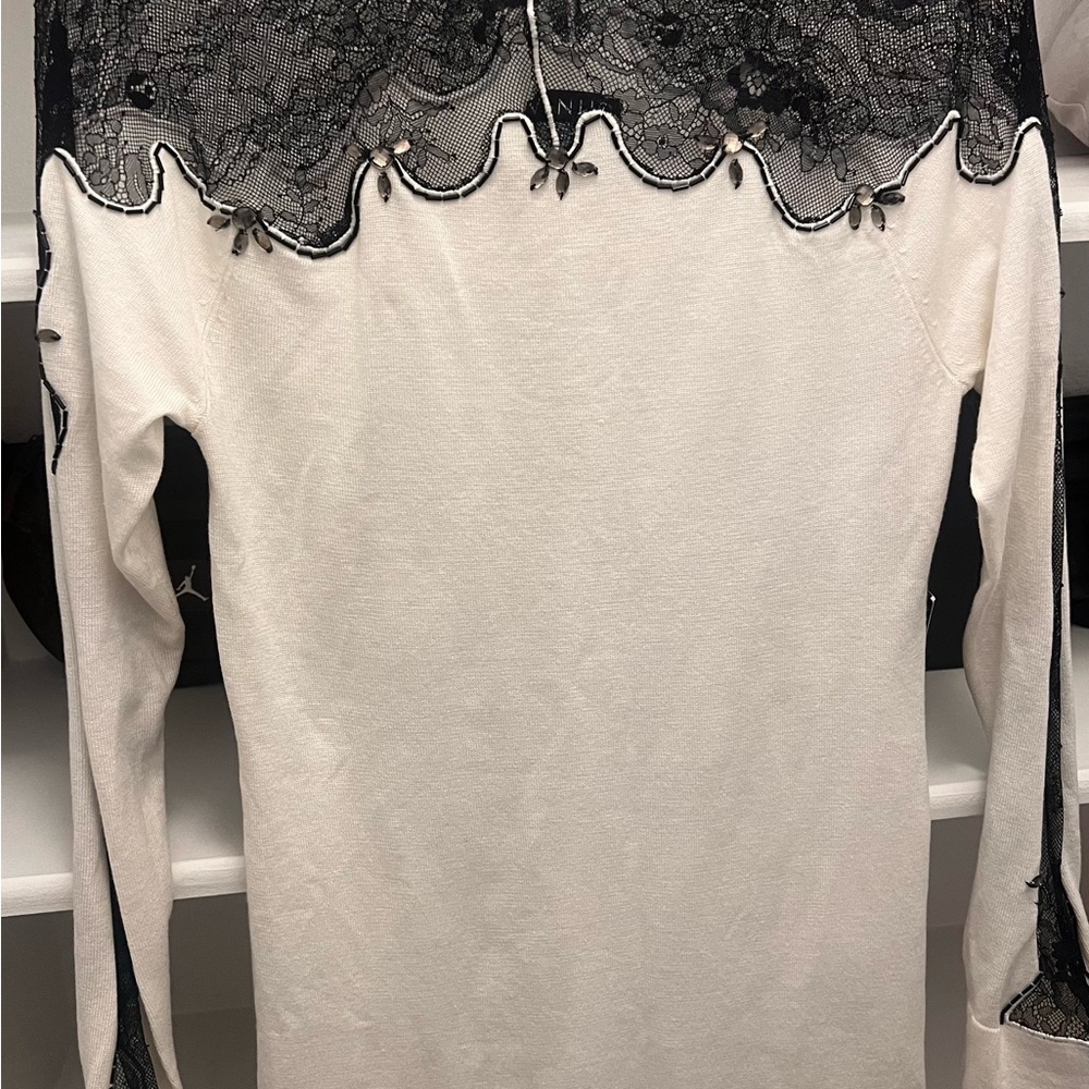 VENUS Black and White Lace Dress